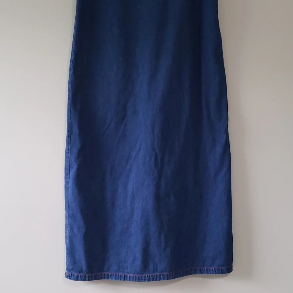 TY Original Wear VTG Denim Embroidered Sleeveless Jumper Dress Women 10 Reindeer - Picture 8 of 11